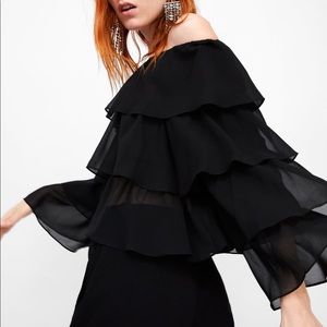 Zara Off the Shoulder Ruffle Blouse